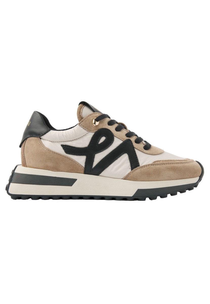 VIA VAI Posy Flare Sneakers - Beige Zwart - Maat 40