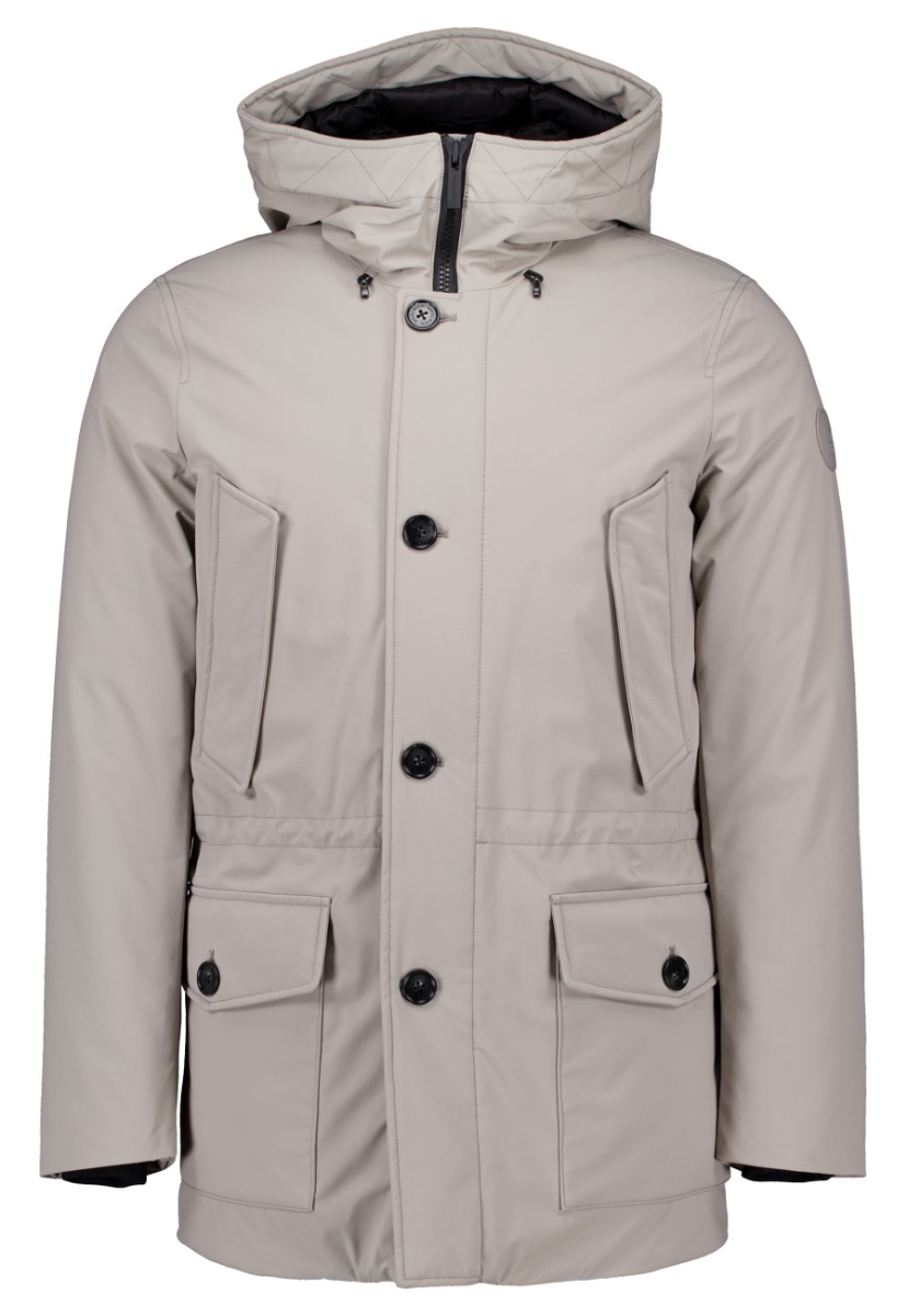 Woolrich Jas Taupe Polyamide / Nylon maat S Arctic stretch parka&apos;s taupe